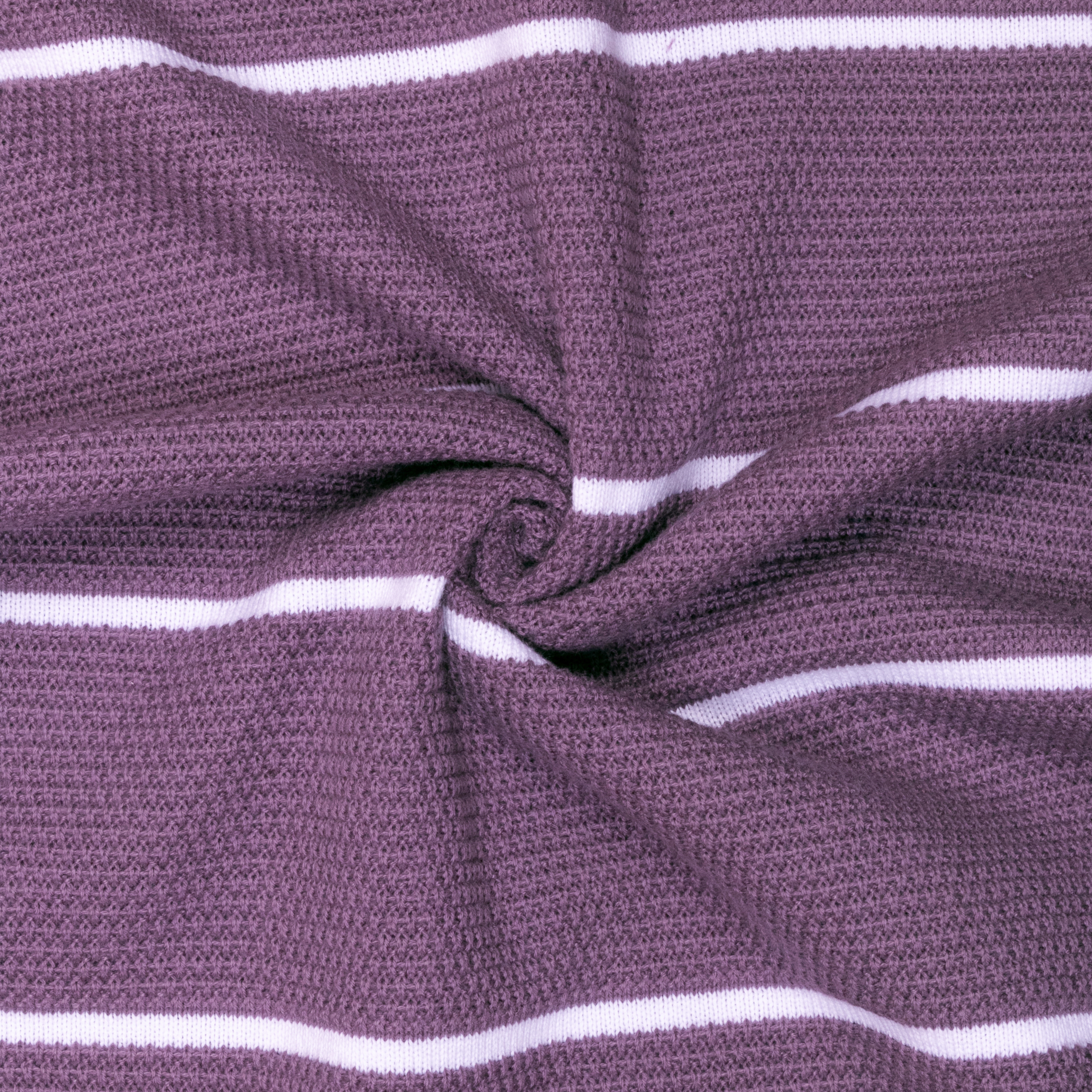 Purple and White Line Knit Strip Polo Neck T-SHirt
